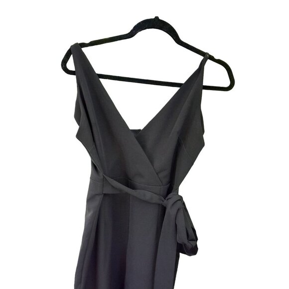Asos Design Wrap-Front V-Neck Sleeveless Jumpsuit Black Size 8 - Picture 6 of 10
